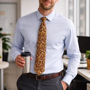 Mens Floral Tie Vtg Retro Vibe Wide Office Career Business Wedding Academia 70s